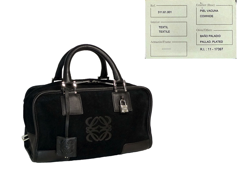 Loewe Black Suede 311.61.001 Amazona Small Tote-0