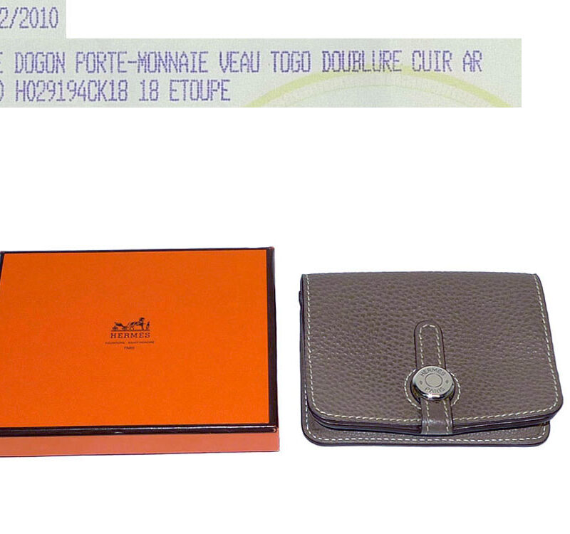 Hermes Etoupe M Stamp Dogon Coin Purse Palladium Hardware-0