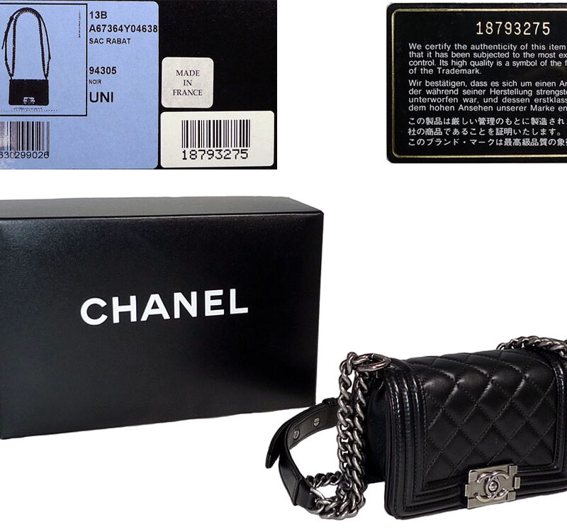 Chanel 13B A673644 18793275 Black Boy Chanel Mini Flap Ruthenium Hardware-0