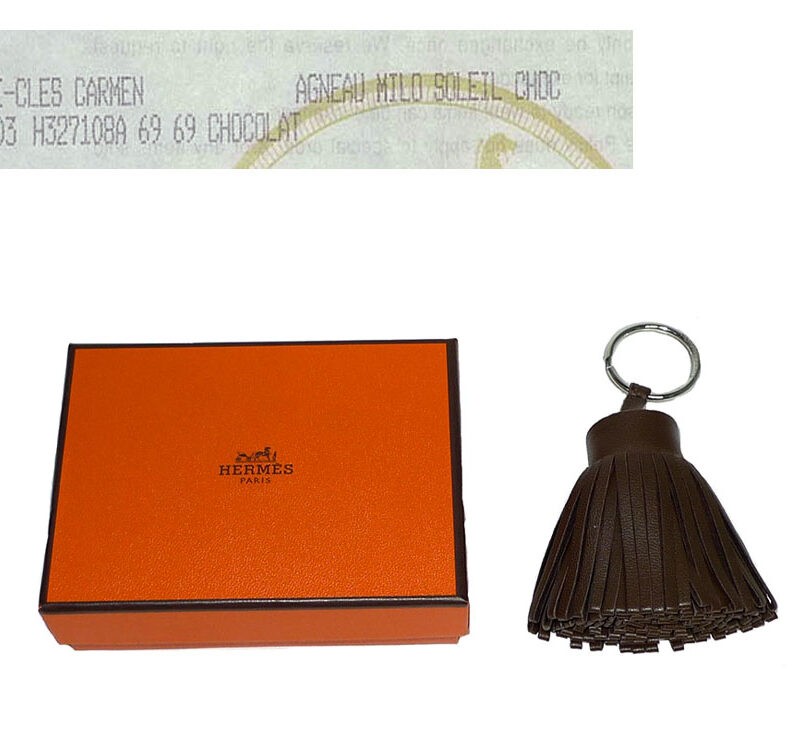 Hermes Carmen Chocolate Bag Charm/ Key Ring-0