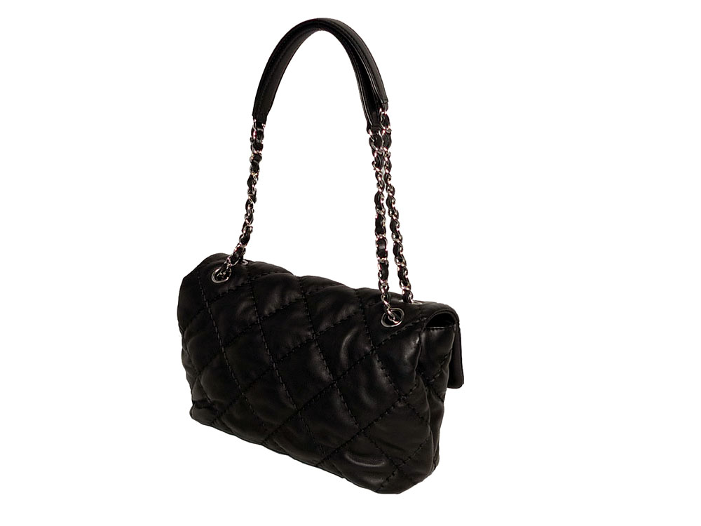 Chanel 17907999 Black Quilted Classic Medium Soft Distressed Lambskin Silver Hardware-30575