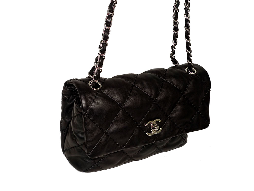 Chanel 17907999 Black Quilted Classic Medium Soft Distressed Lambskin Silver Hardware-30571