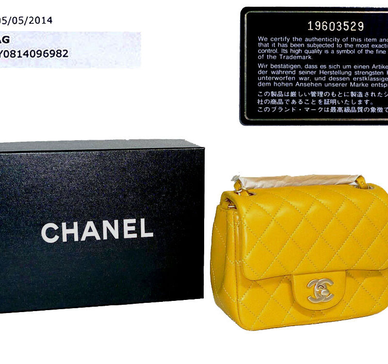 Chanel 19603529 Mustard Yellow Lambskin Mini Flap Classic Flap Mat Gold Hardware-0