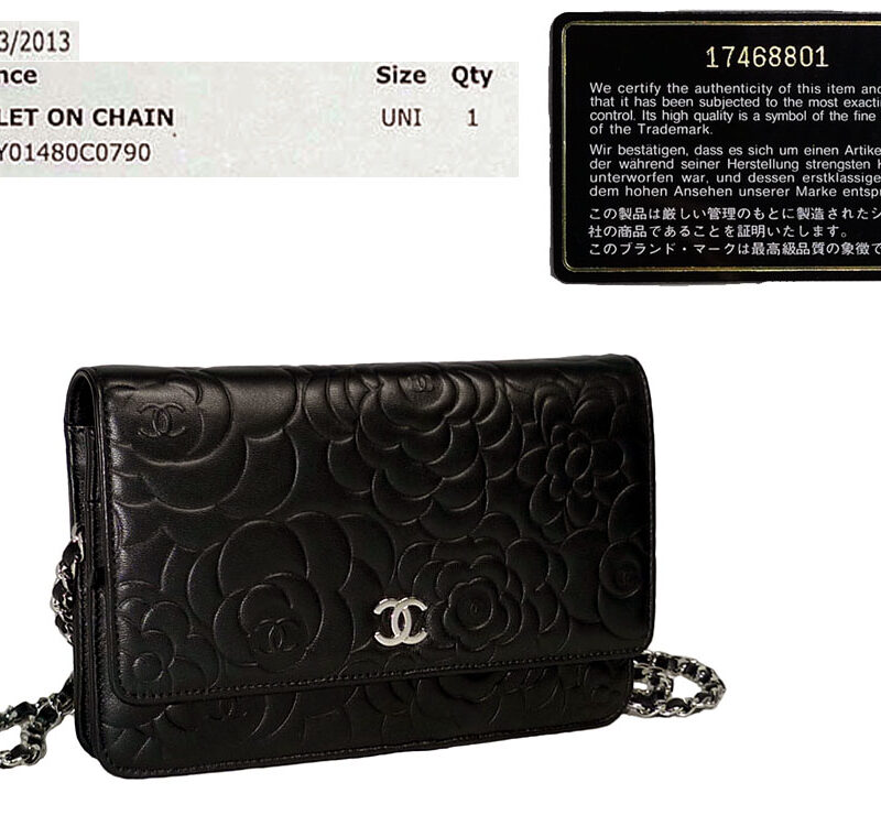 Chanel 17468801 12P Collection Black Camellia Wallet On Chain Silver Hardware-0