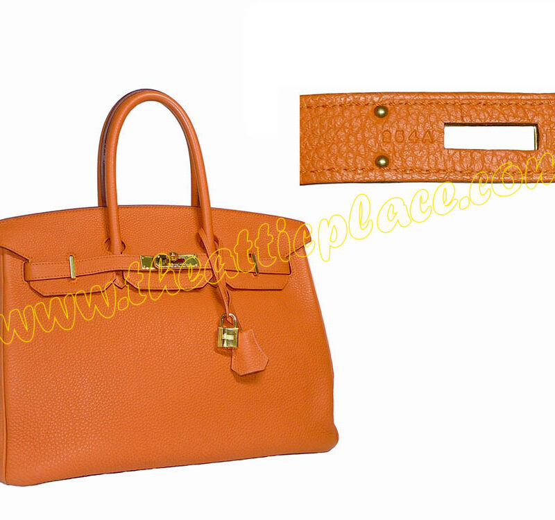 Hermes Birkin 35 Orange Togo P Stamp Gold Hardware-0