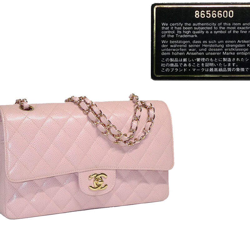Chanel 8656600 Pink Caviar Medium Flap Gold Hardware-0