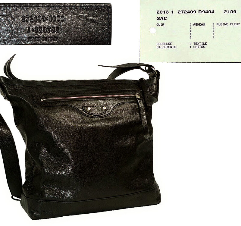 Balenciaga 272409 Black Distressed Day Messenger Bag-0
