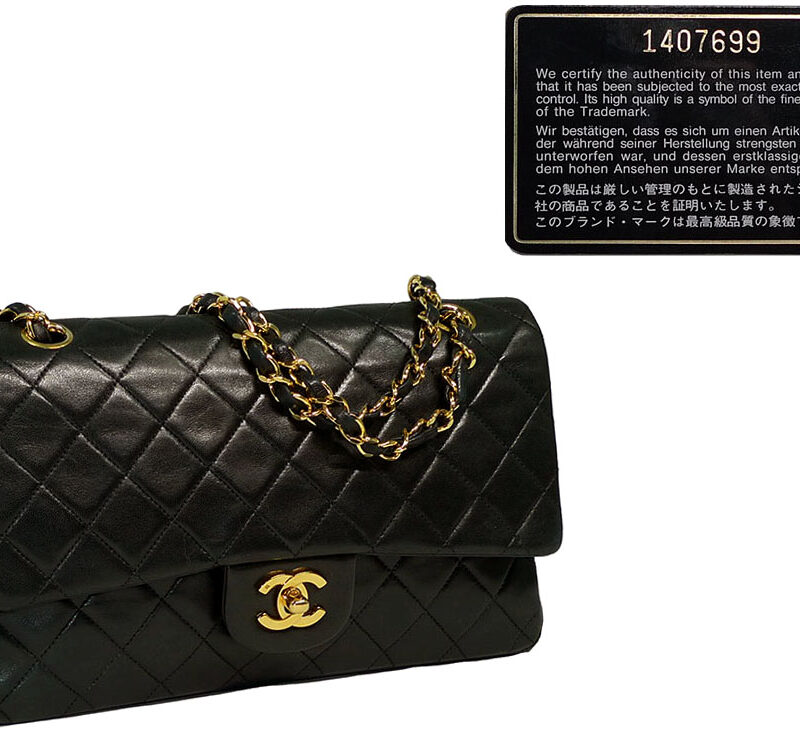 Chanel 1407699 Black Lambskin Vintage Medium Flap GHW-0
