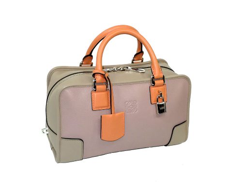 Loewe Amazona 28cm Limited Tri-color Peach/ Beige/ Toffee Tote-0