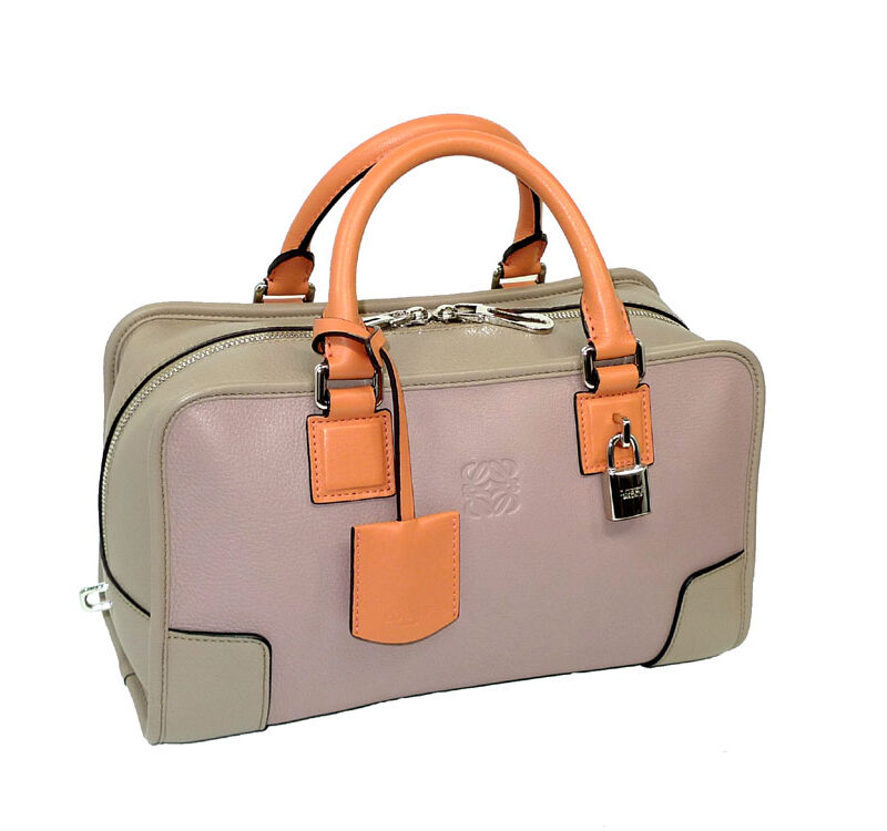 Loewe Amazona 28cm Limited Tri-color Peach/ Beige/ Toffee Tote-0
