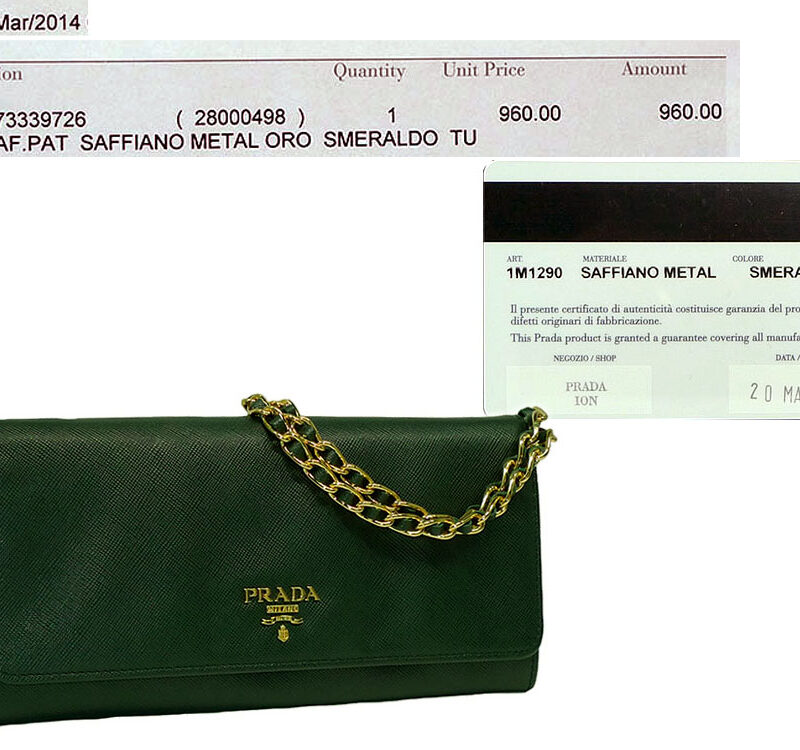 Prada 1M1290 Saffiano Metal Smeraldo Wallet on Chain Messenger Sling Pouch-0