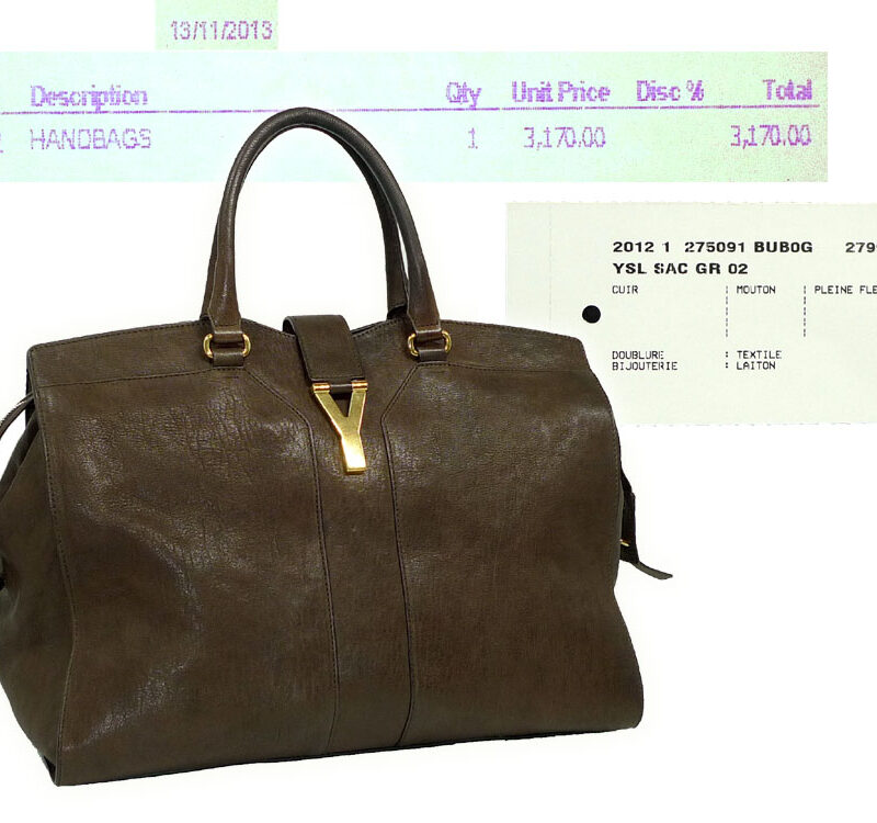 YSL 275091 Chocolate Washed Color Y Large Cabas Tote CHYC-0