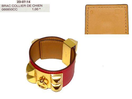 Hermes Collier De Chien CDC Rouge Casaque Gold Hardware R Stamp S Size Bracelet-0