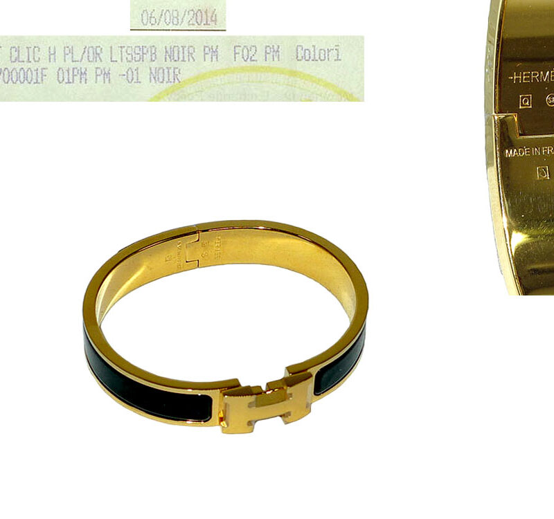 Hermes Clic H Bracelet Black Gold HW Q Stamp SP Small Size-0