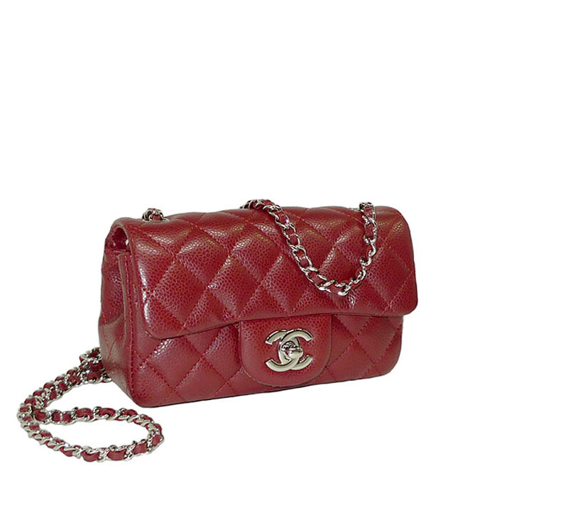 Chanel 15194134 Red Caviar Mini Flap Silver HW-0