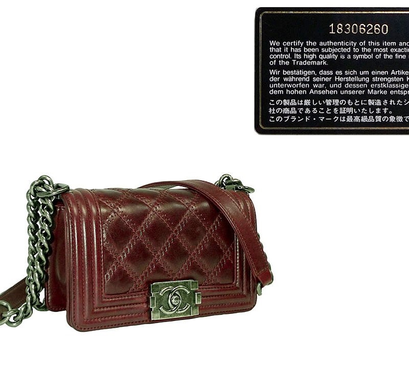 Chanel 18306260 Burgundy Distressed Small Boy Ruthenium Hardware-0