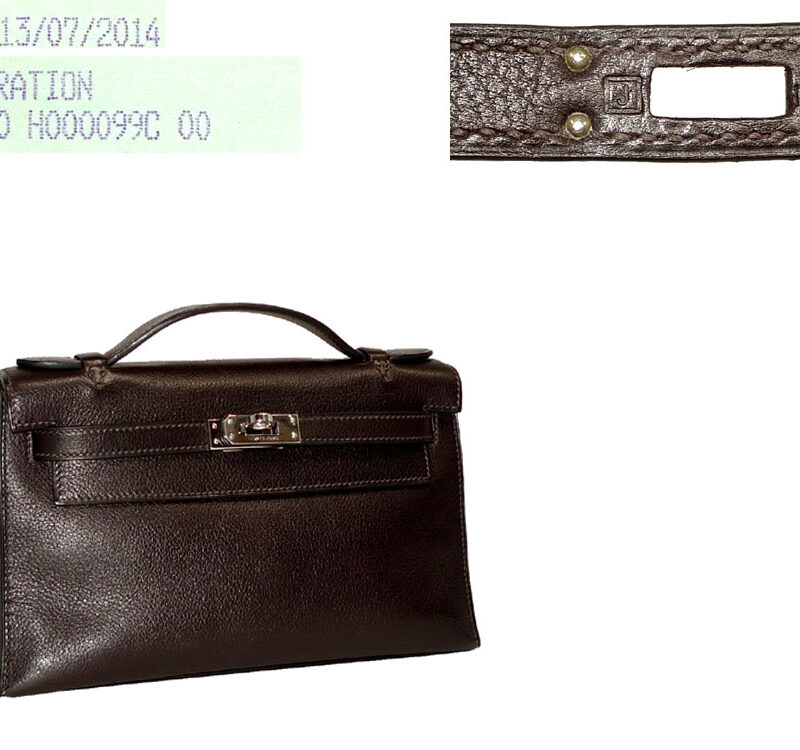 Hermes Ebene Evergrain Leather Kelly Pochette J Stamp Palladium Hardware-0