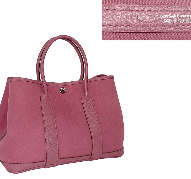 Hermes Garden Party 30cm O Stamp Bois De Rose Canvas Tote -0