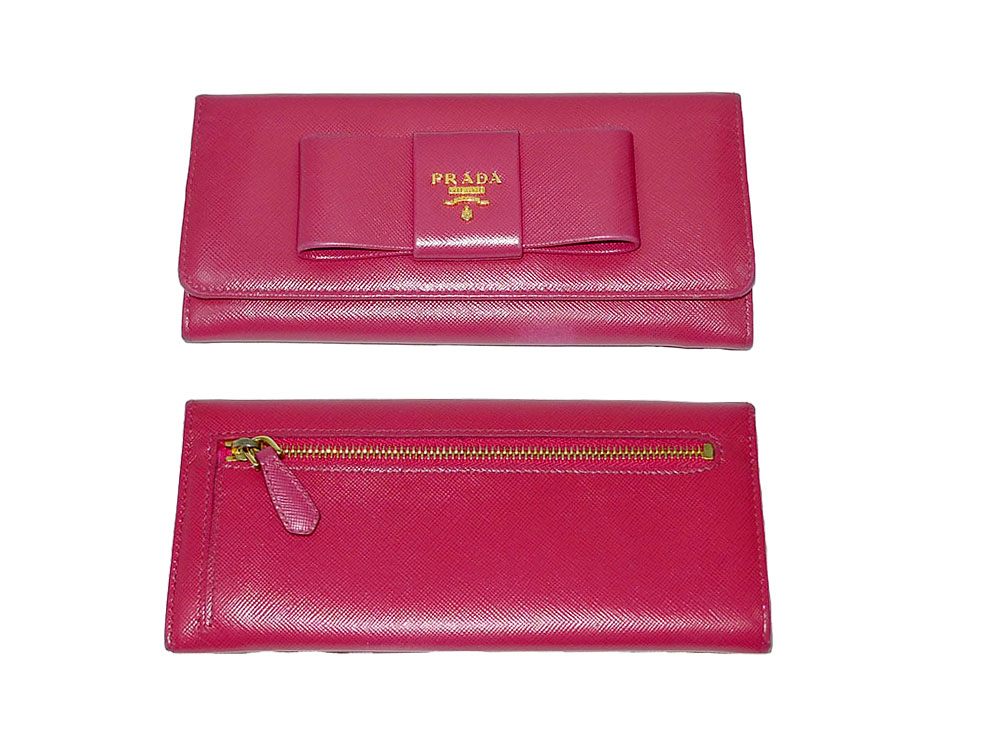 Prada 1M1132 Saffiano Fiocco Peonia Bow Long Wallet-32087
