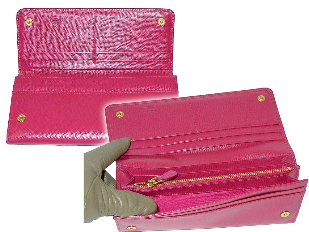 Prada 1M1132 Saffiano Fiocco Peonia Bow Long Wallet-32086