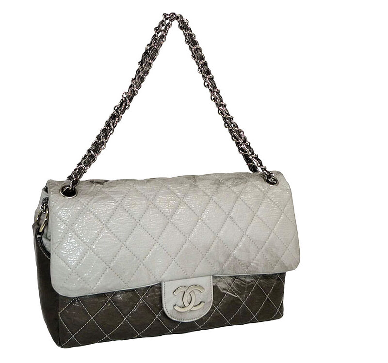 Chanel 11887081 Grey Degraded Classic Single Flap Silver Hardware-0