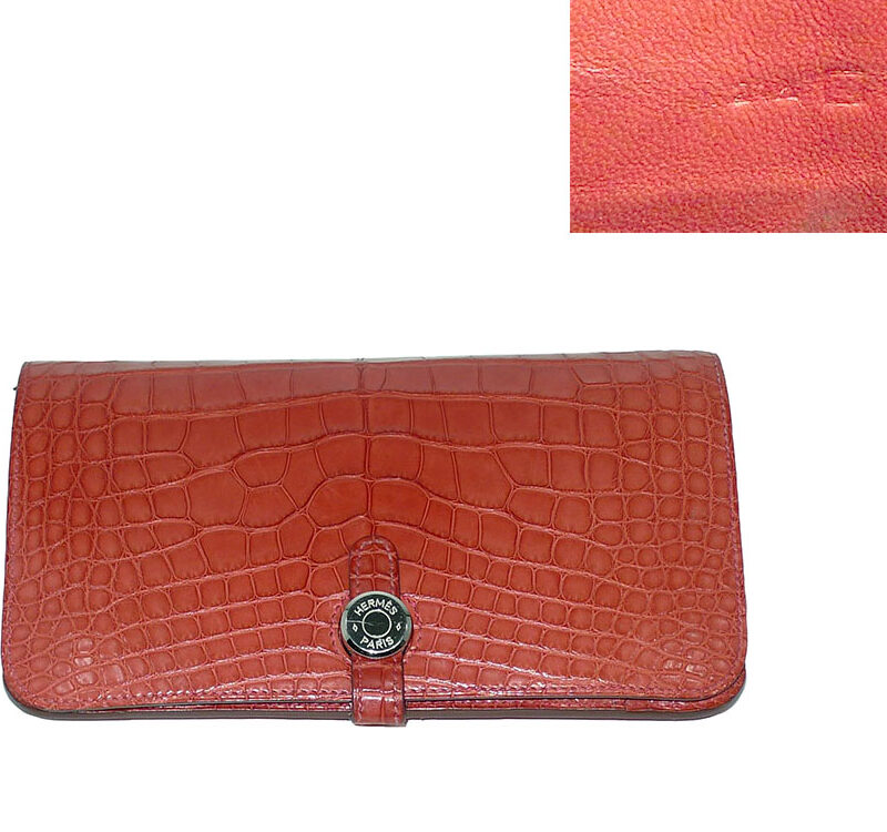 Hermes Crocodile K Stamp Porosus Brick Dogon Wallet-0