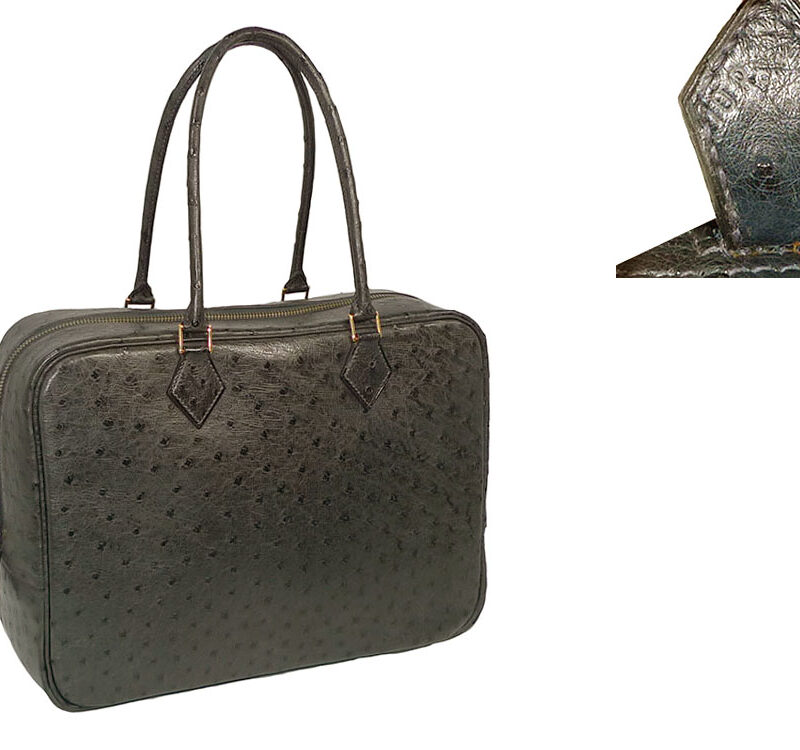 Hermes Vintage Ostrich Plume 32 Bag in Indigo C Stamp 10R GHW-0