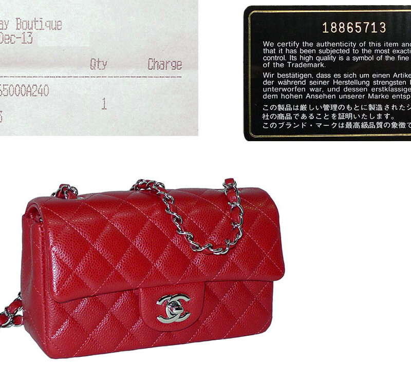 Chanel 18865713 Red Caviar Mini Classic Flap SHW-0