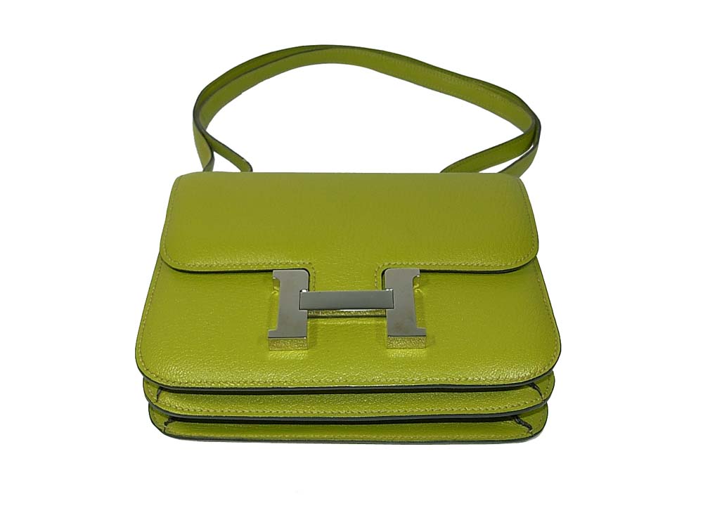 Hermes Constance 18cm 'H' Stamp Vert Anis Leather with Palladium Hardware-32267