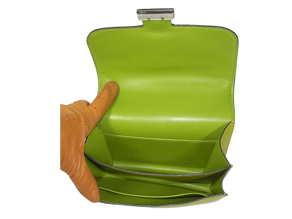 Hermes Constance 18cm 'H' Stamp Vert Anis Leather with Palladium Hardware-32268