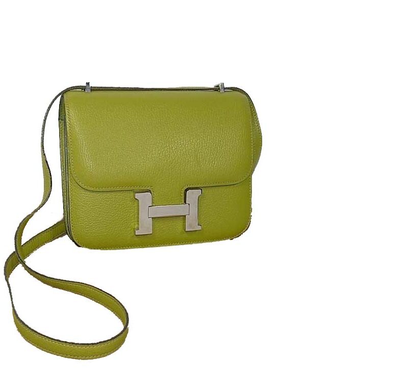 Hermes Constance 18cm 'H' Stamp Vert Anis Leather with Palladium Hardware-0