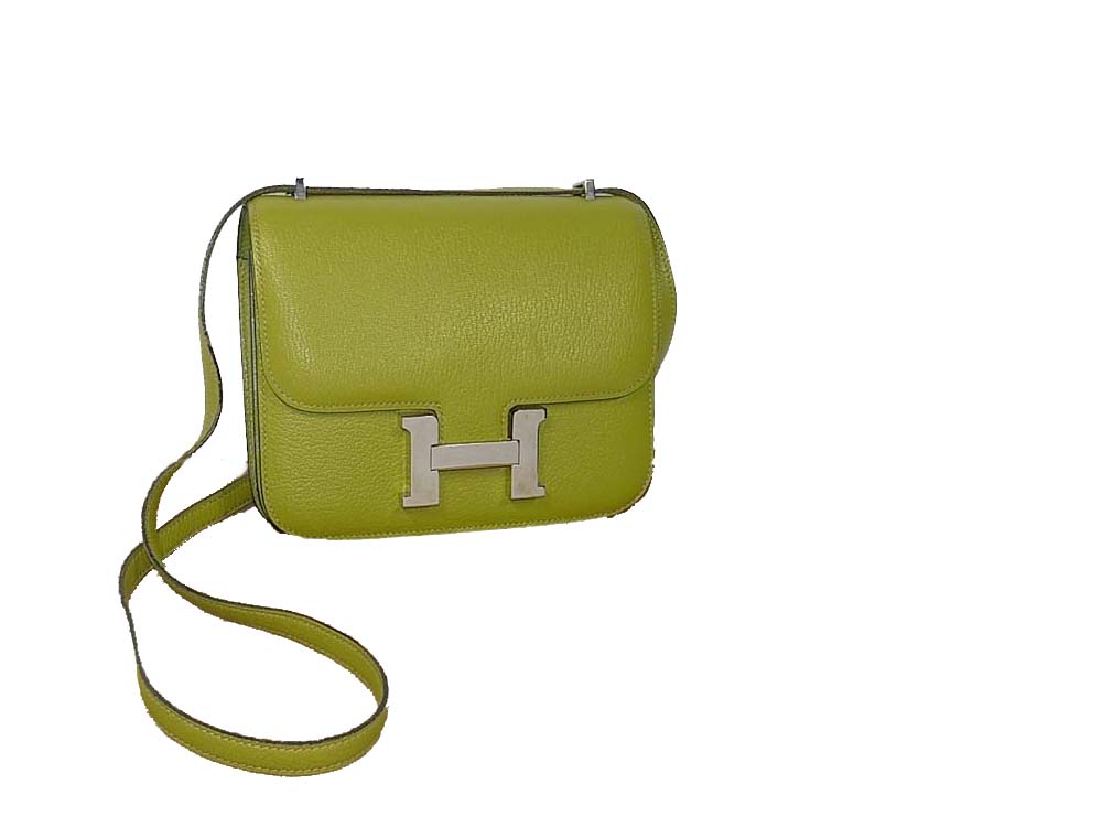 Hermes Constance 18cm 'H' Stamp Vert Anis Leather with Palladium Hardware-0