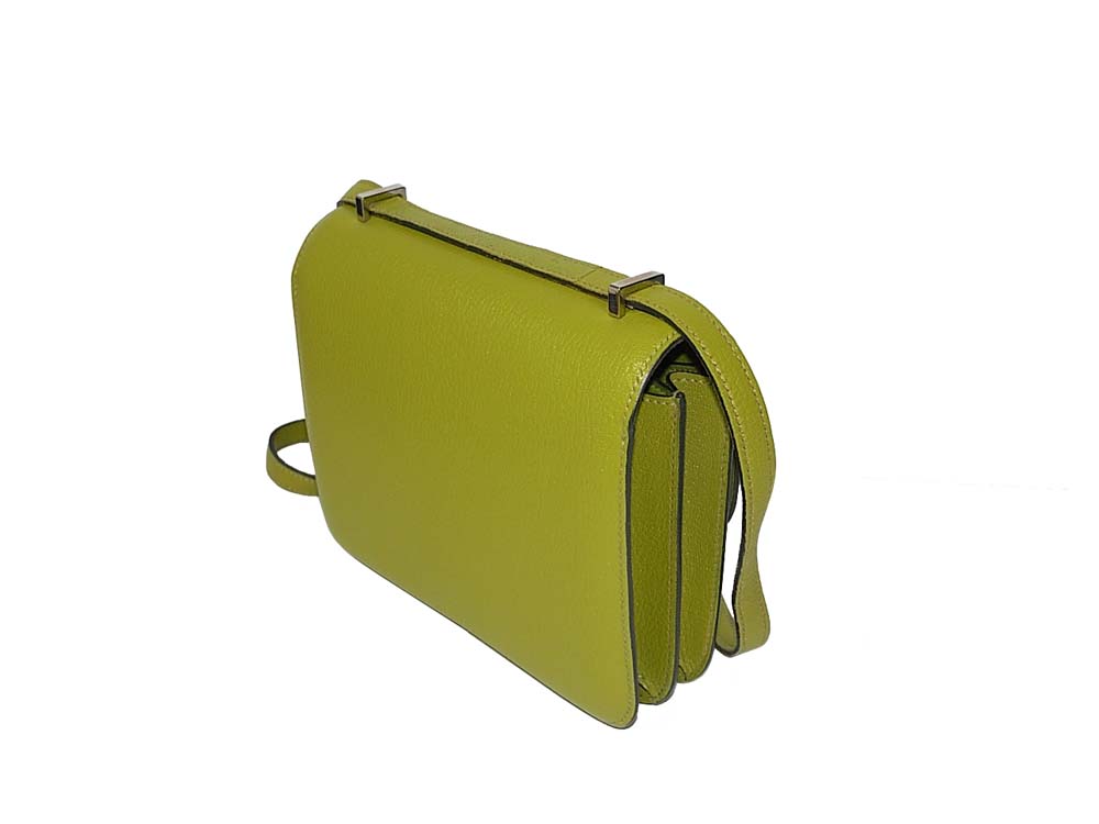 Hermes Constance 18cm 'H' Stamp Vert Anis Leather with Palladium Hardware-32265