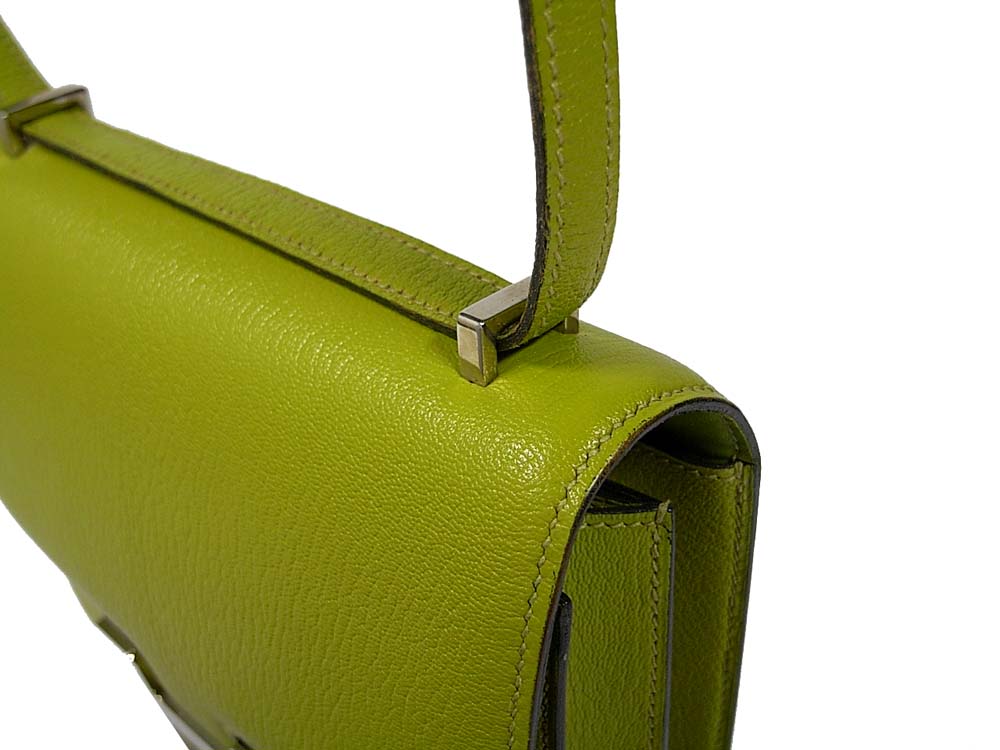 Hermes Constance 18cm 'H' Stamp Vert Anis Leather with Palladium Hardware-32263