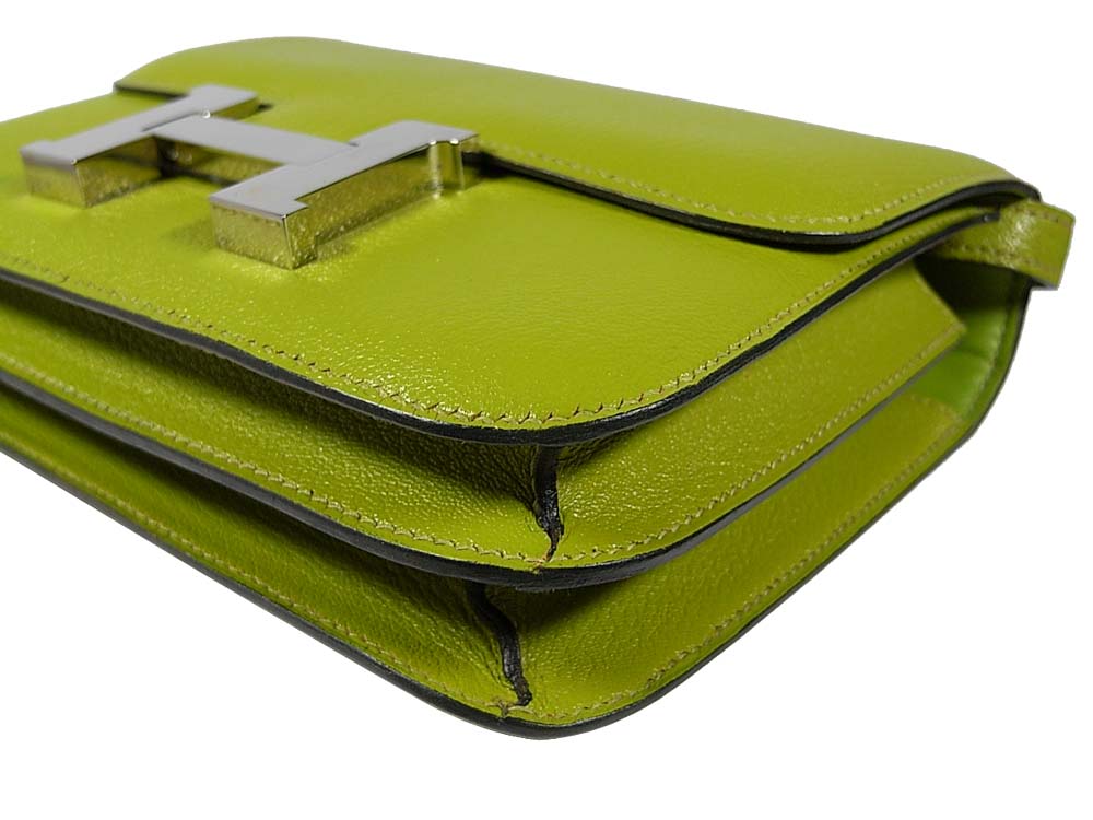 Hermes Constance 18cm 'H' Stamp Vert Anis Leather with Palladium Hardware-32262