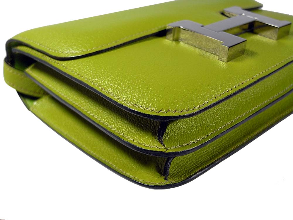 Hermes Constance 18cm 'H' Stamp Vert Anis Leather with Palladium Hardware-32266