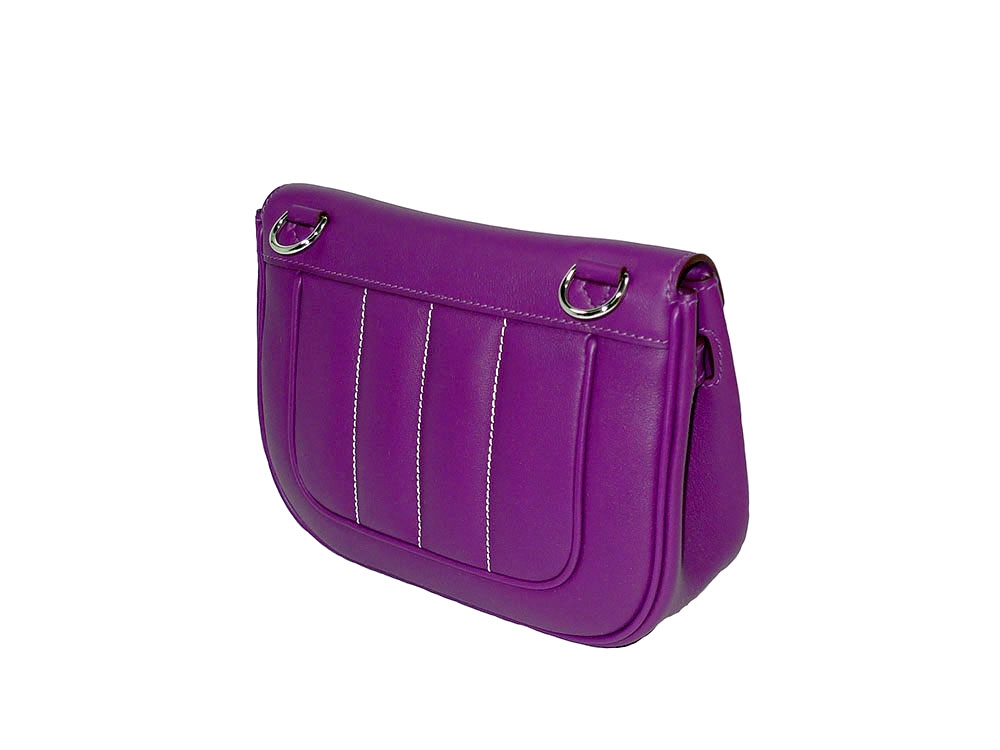Hermes Berline Mini Swift Anemone Color in Palladium Hardware Cross Body Messenger Bag-32383