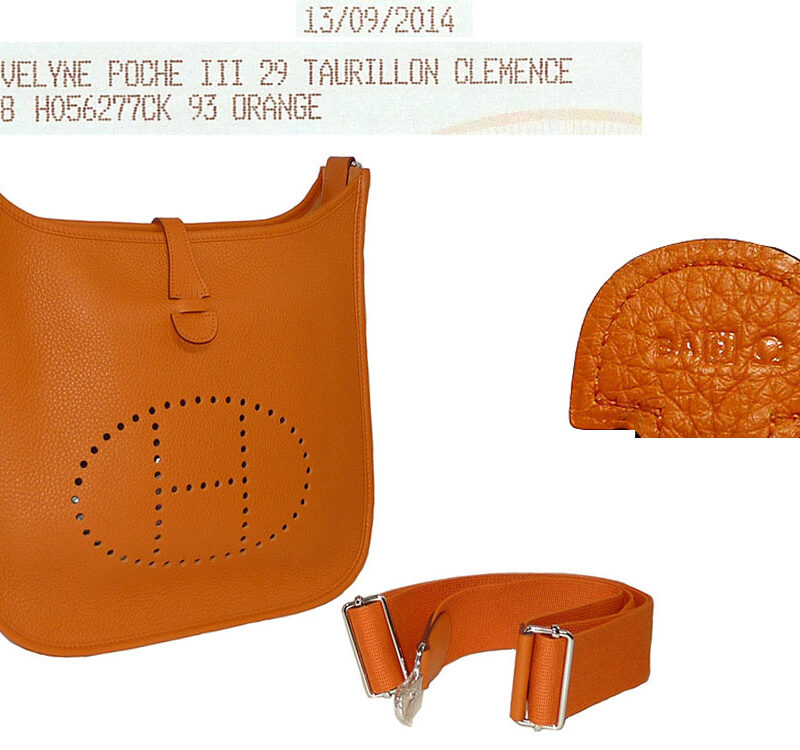 Hermes Evelyne III 29 Clemence Orange R Stamp Unisex Messenger Bag-0