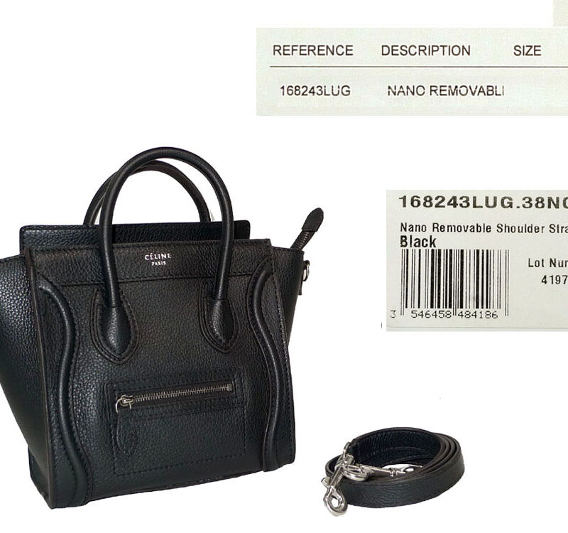 Celine 168243DRU Black Nano Luggage with Strap-0
