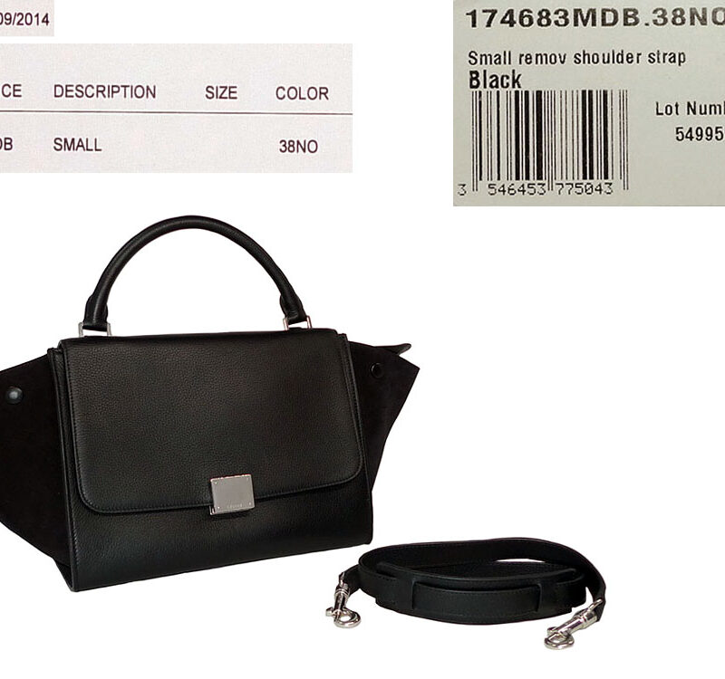 Celine 174683MDB New Small (Mini) BlackTrapeze w Strap-0