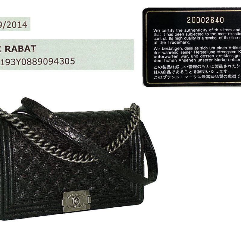Chanel A92193Y 14C 20002640 Quilted Boy Flap Black Caviar 28cm in New Medium Size Mat Ruthenium Hardware-0