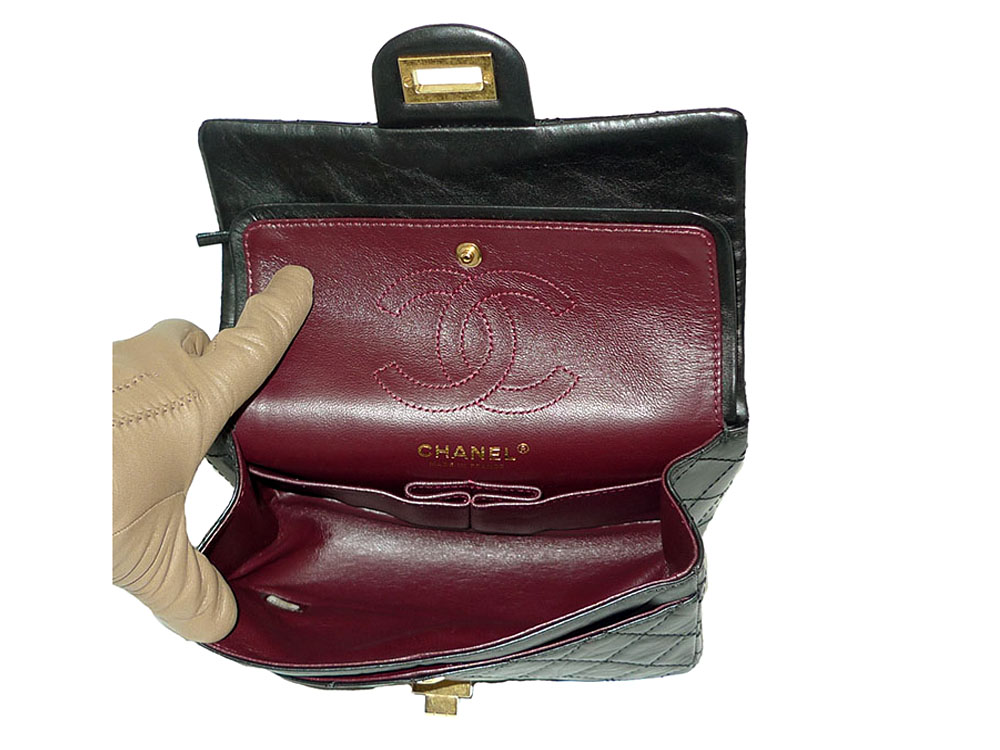 Chanel Rare 13C 14033765 Black Reissue 2.55 Age Calf Mini Flap 224 Gold Hardware-32142