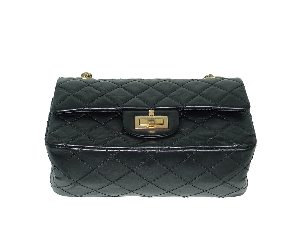 Chanel Rare 13C 14033765 Black Reissue 2.55 Age Calf Mini Flap 224 Gold Hardware-32141