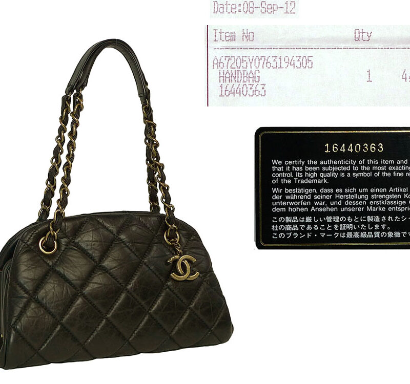 Chanel 16440363 Black Distressed Mademoiselle Bowling in Small Size-0