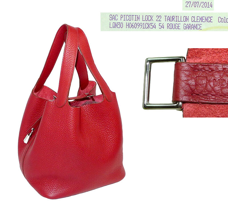 Hermes Picotin Lock 22 Clemence Rouge Garance R Stamp PHW-0