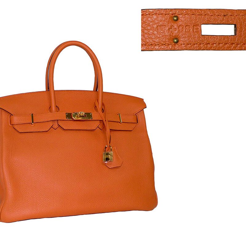 Hermes Birkin 35 Orange Togo P Stamp Gold Hardware-0