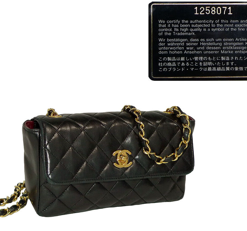 Chanel 1258071 Black Lambskin Vintage Mini Sling Pouch Gold Hardware-0