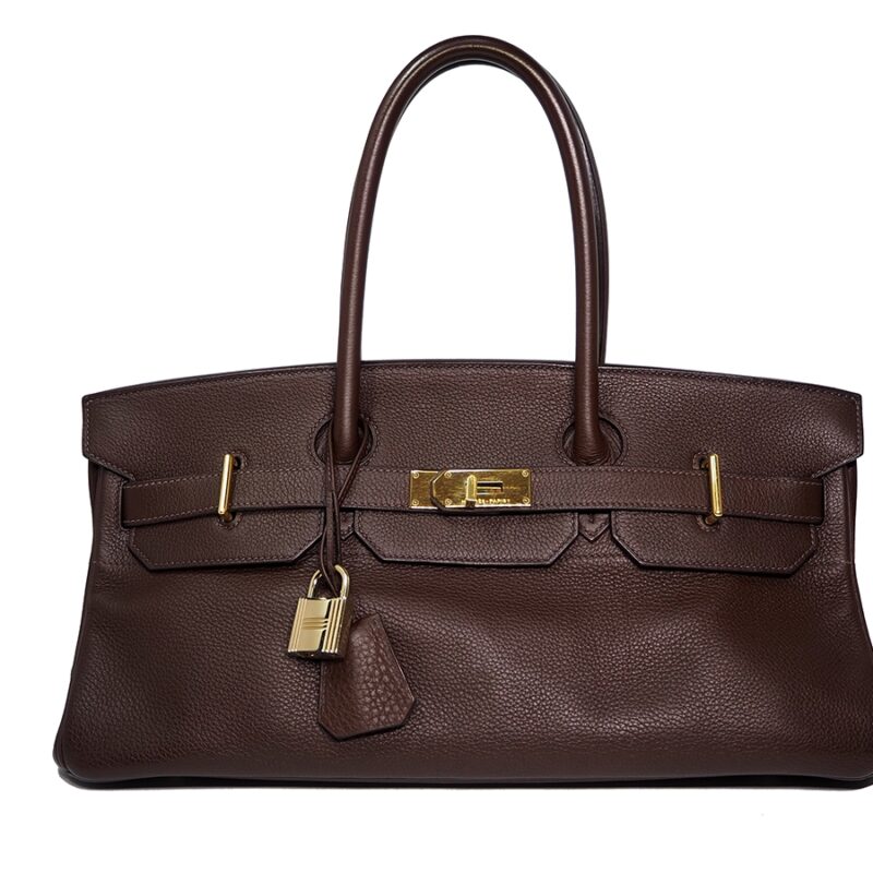 Hermes Birkin 42 JPG Ebene H Stamp Togo Leather Gold Hardware Shoulder Bag-0