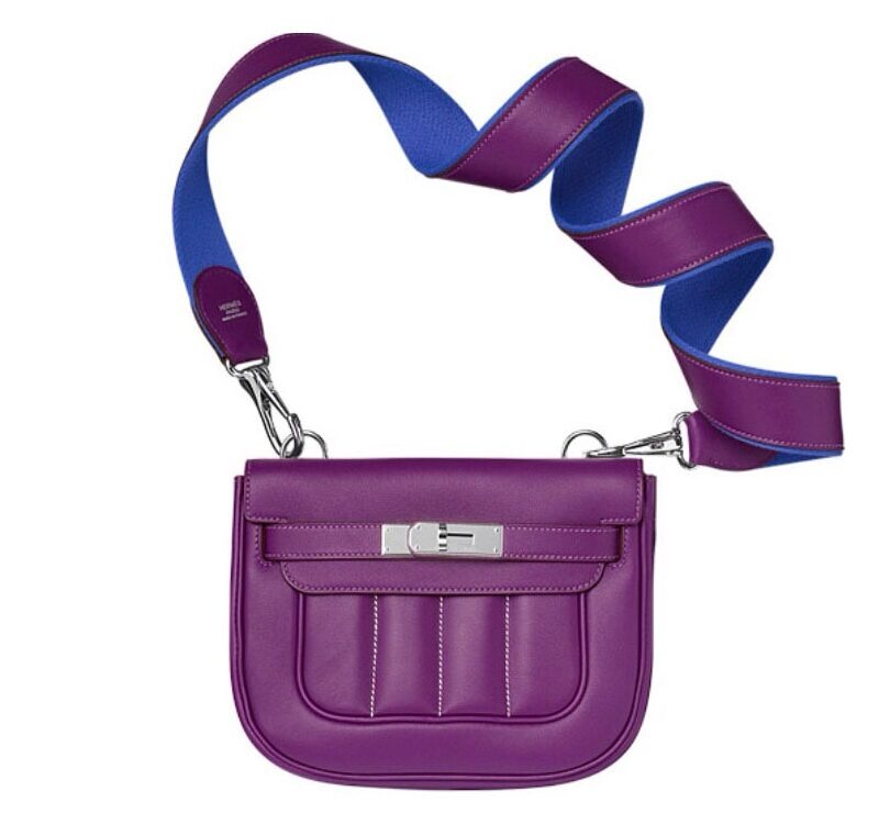 Hermes Berline Mini Swift Anemone Color in Palladium Hardware Cross Body Messenger Bag