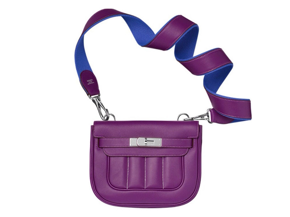 Hermes Berline Mini Swift Anemone Color in Palladium Hardware Cross Body Messenger Bag
